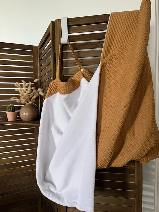 Cape de bain Victoria Nid d'abeilles Camel