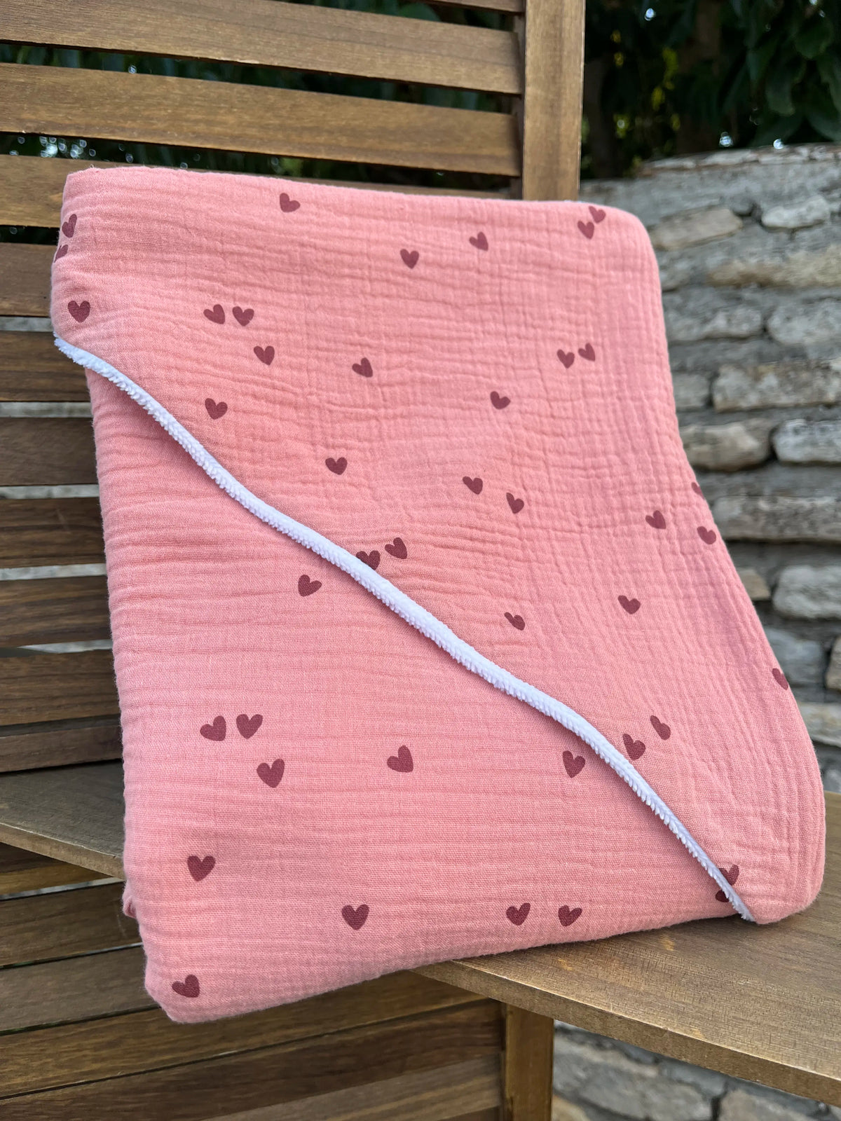 Cape de bain Victoria Coeurs (vieux rose)